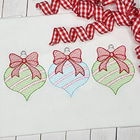 Christmas Ornament Trio Embroidery Design - Sketch Stitch
